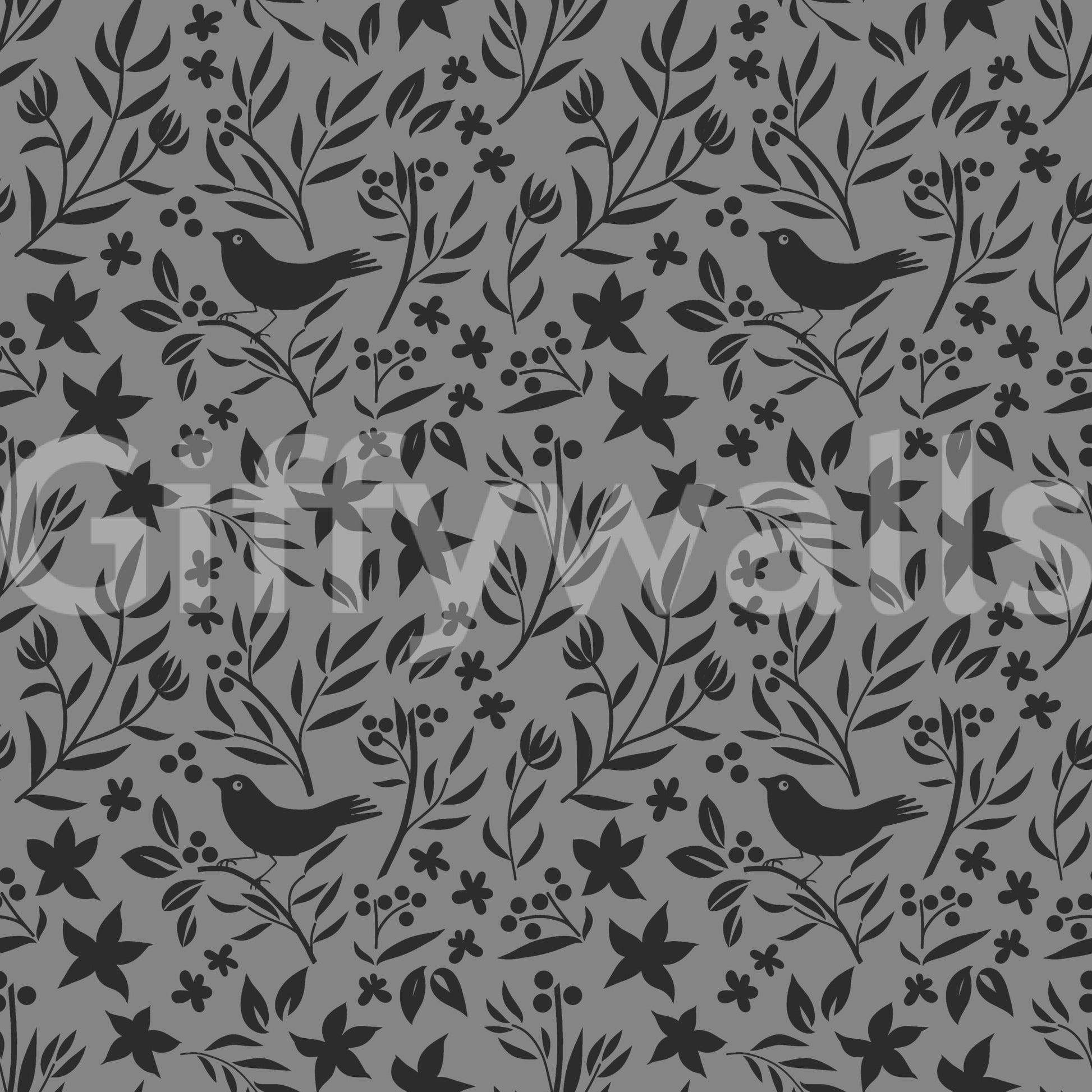 Artistic delicate silhouettes on Scandinavian Folk Bird Wallpaper wallpaper.