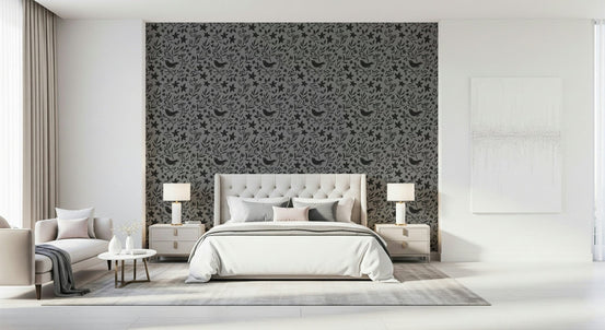 Folk art bird motif on Scandinavian Folk Bird Wallpaper., GD6959