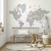 Gray watercolor map wall covering

