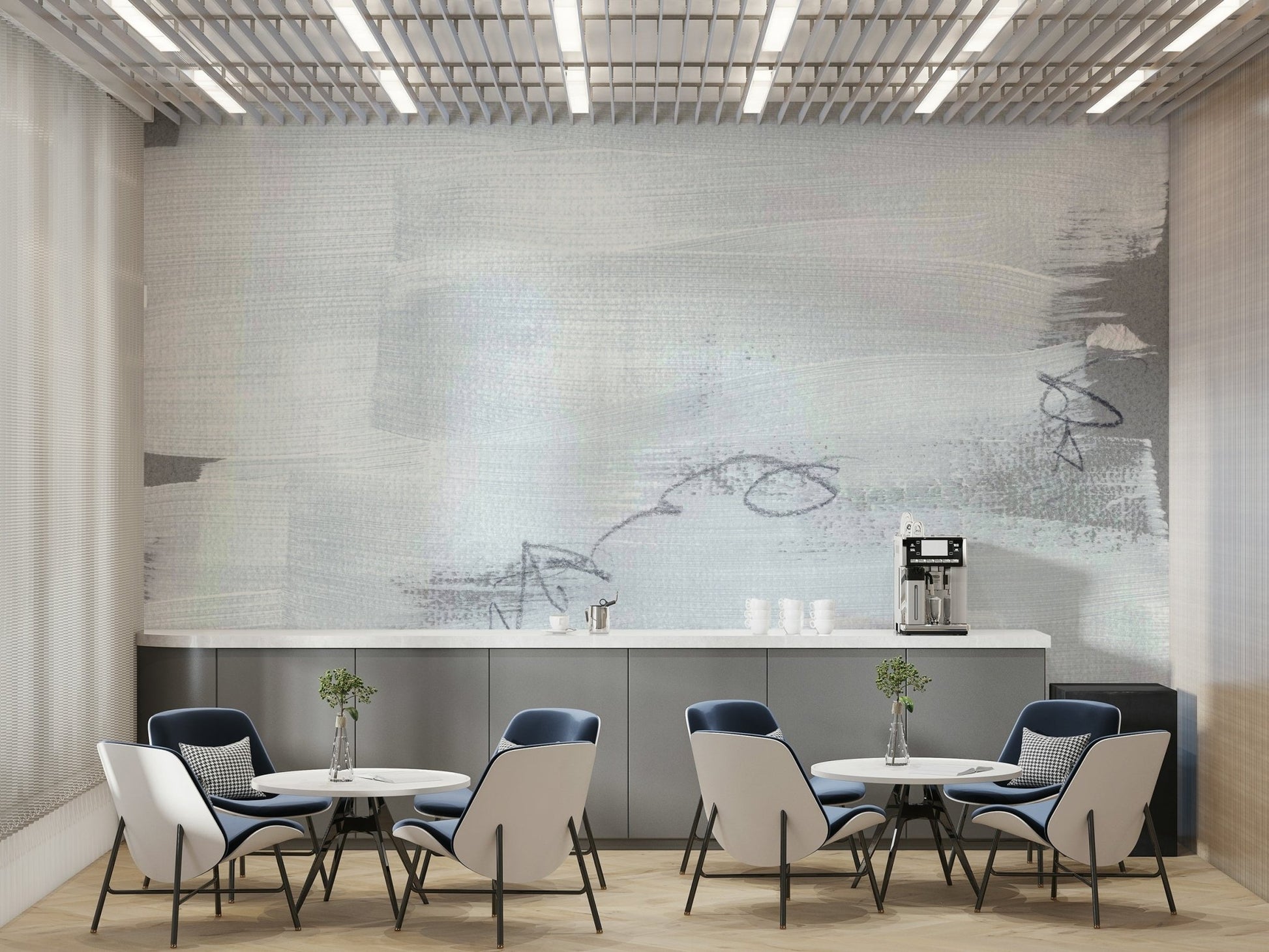 A contemplative geometric design wallpaper mural for a feature wall., GD5163