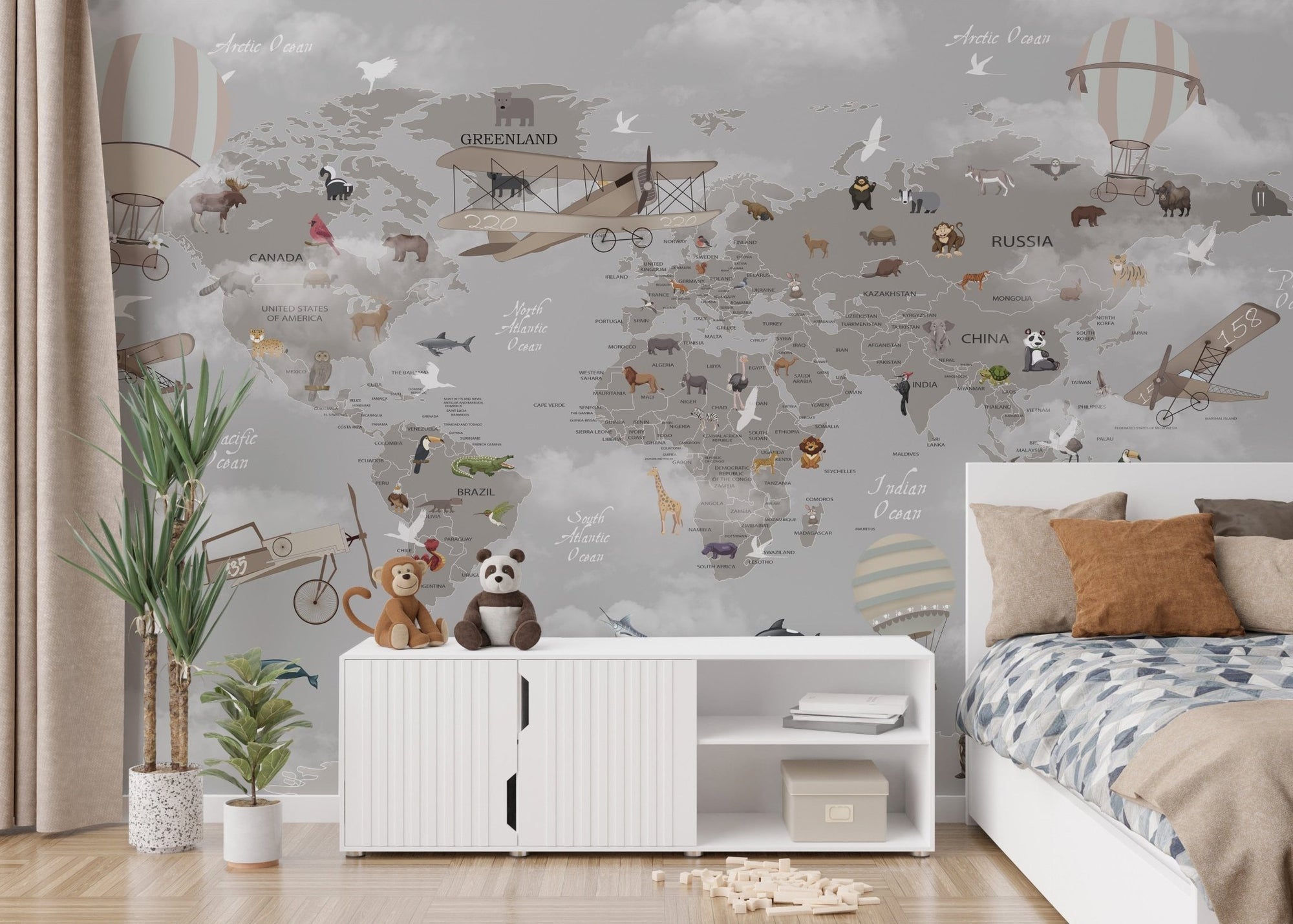 Charming gray map wallpaper  A905