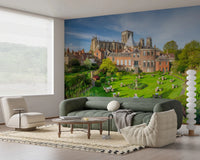Indoor space with hanging chair complemented by Grays Court Hotel Wall Mural scenery