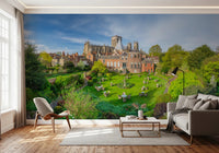 Relaxed seating zone enhanced through Grays Court Hotel Wall Mural and natural tones