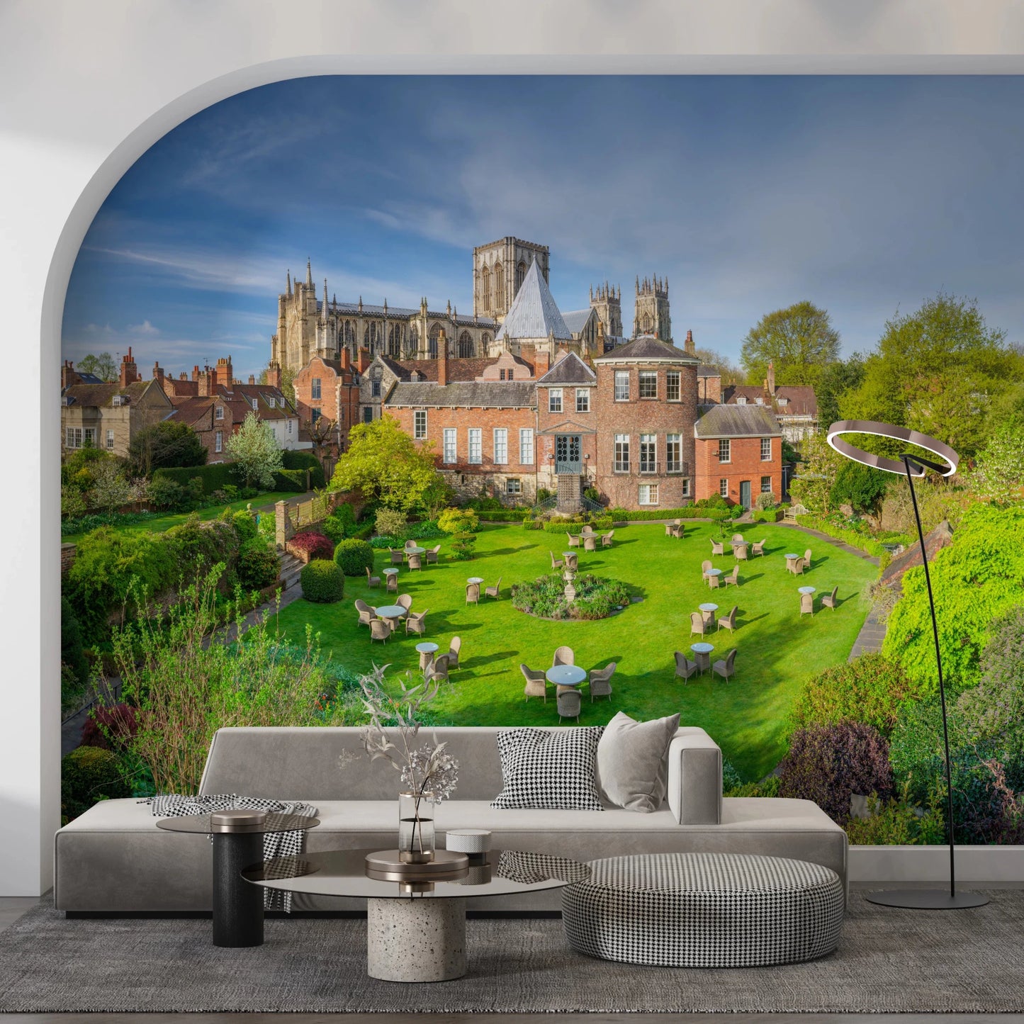 Curved feature with Grays Court Hotel Wall Mural creating a soft architectural highlight