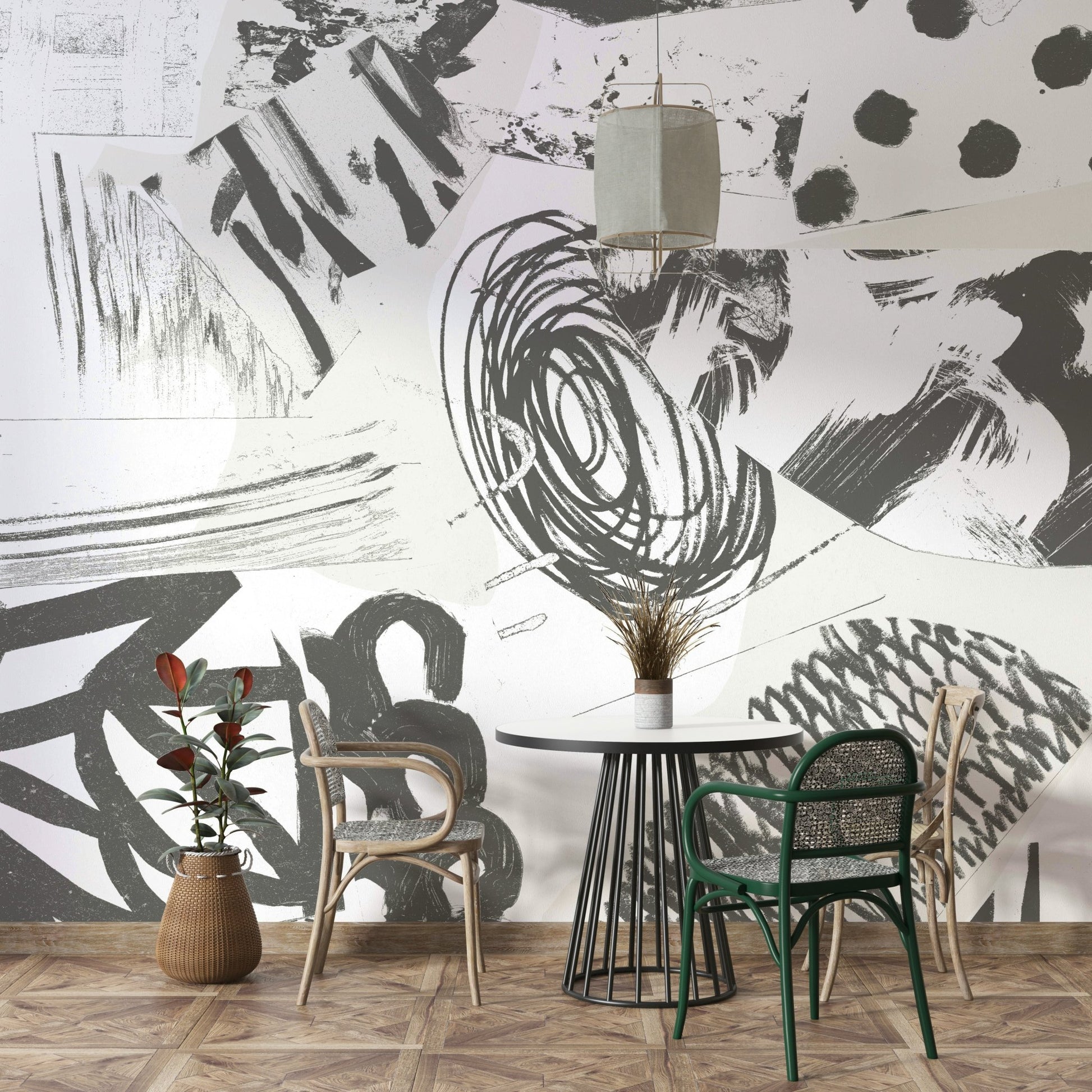 Light and dark grey wall design in layers

