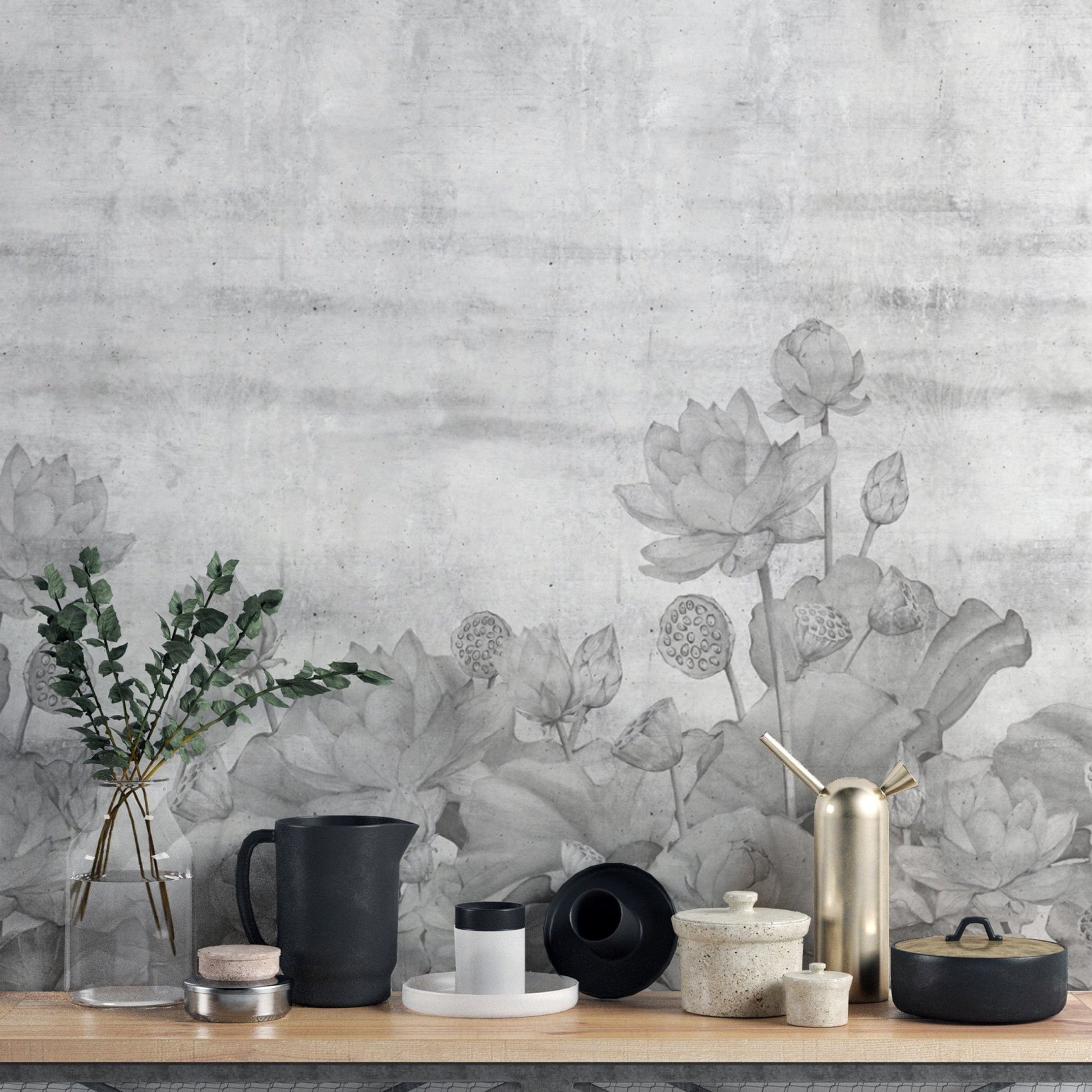 Black and white lotus flower wallpaper
