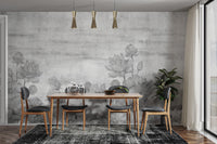 Elegant grayscale lotus wallpaper print
