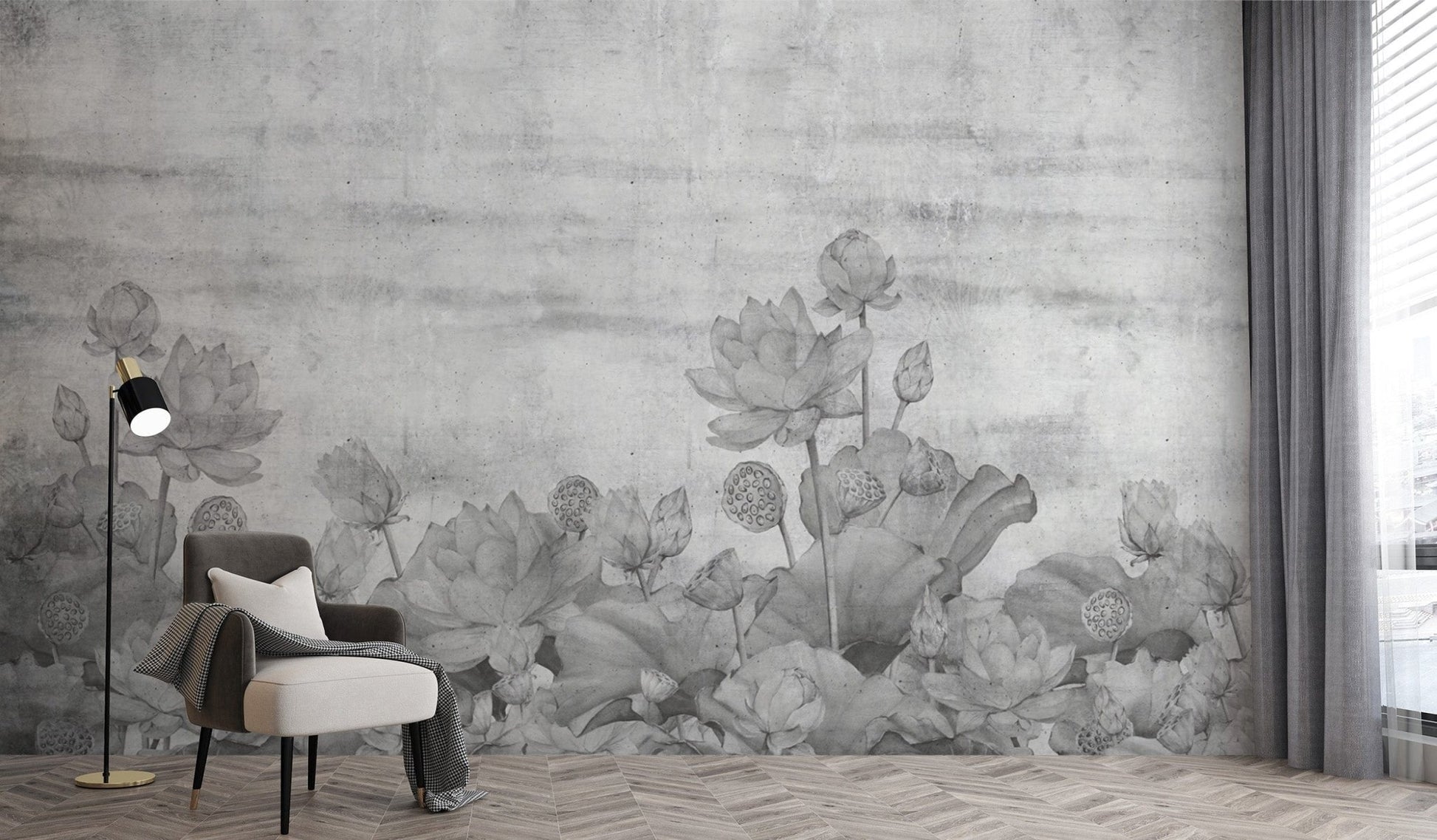 Sophisticated lotus pattern wallpaper
