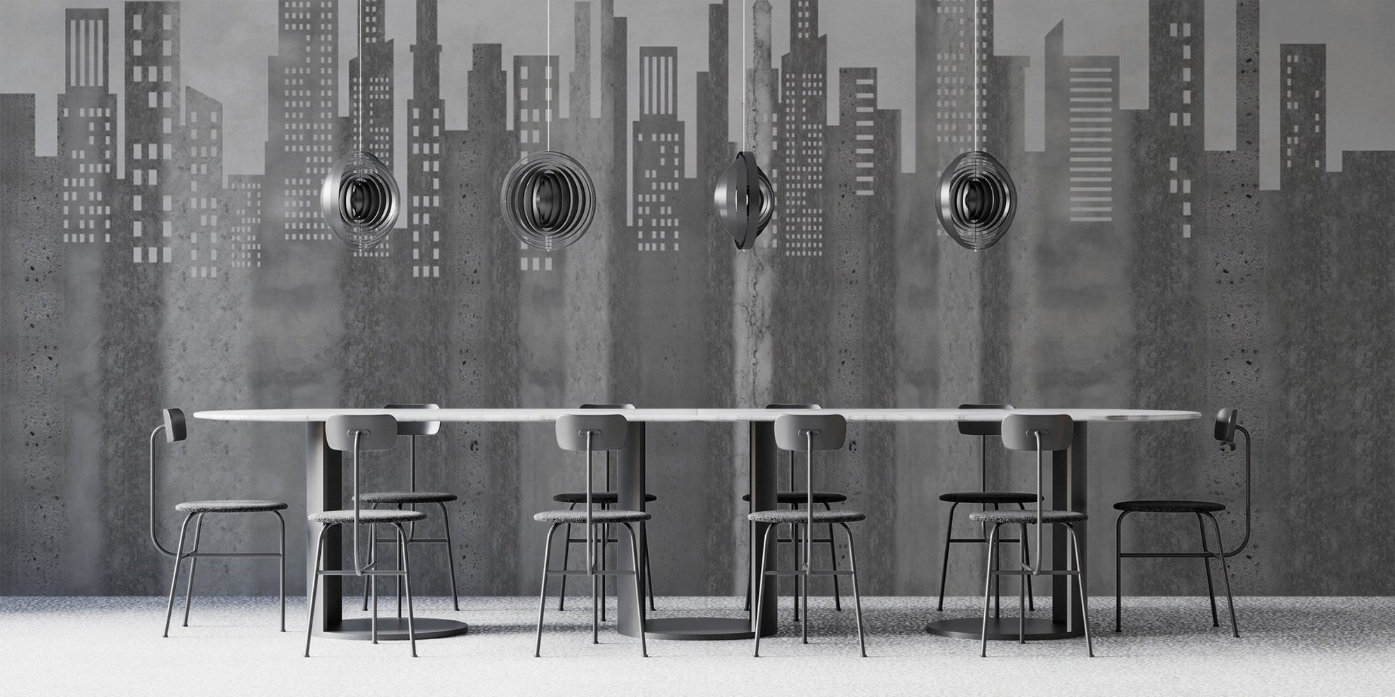 Grayscale urban cityscape wallpaper D291
