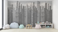 Sleek grayscale city wallpaper design
