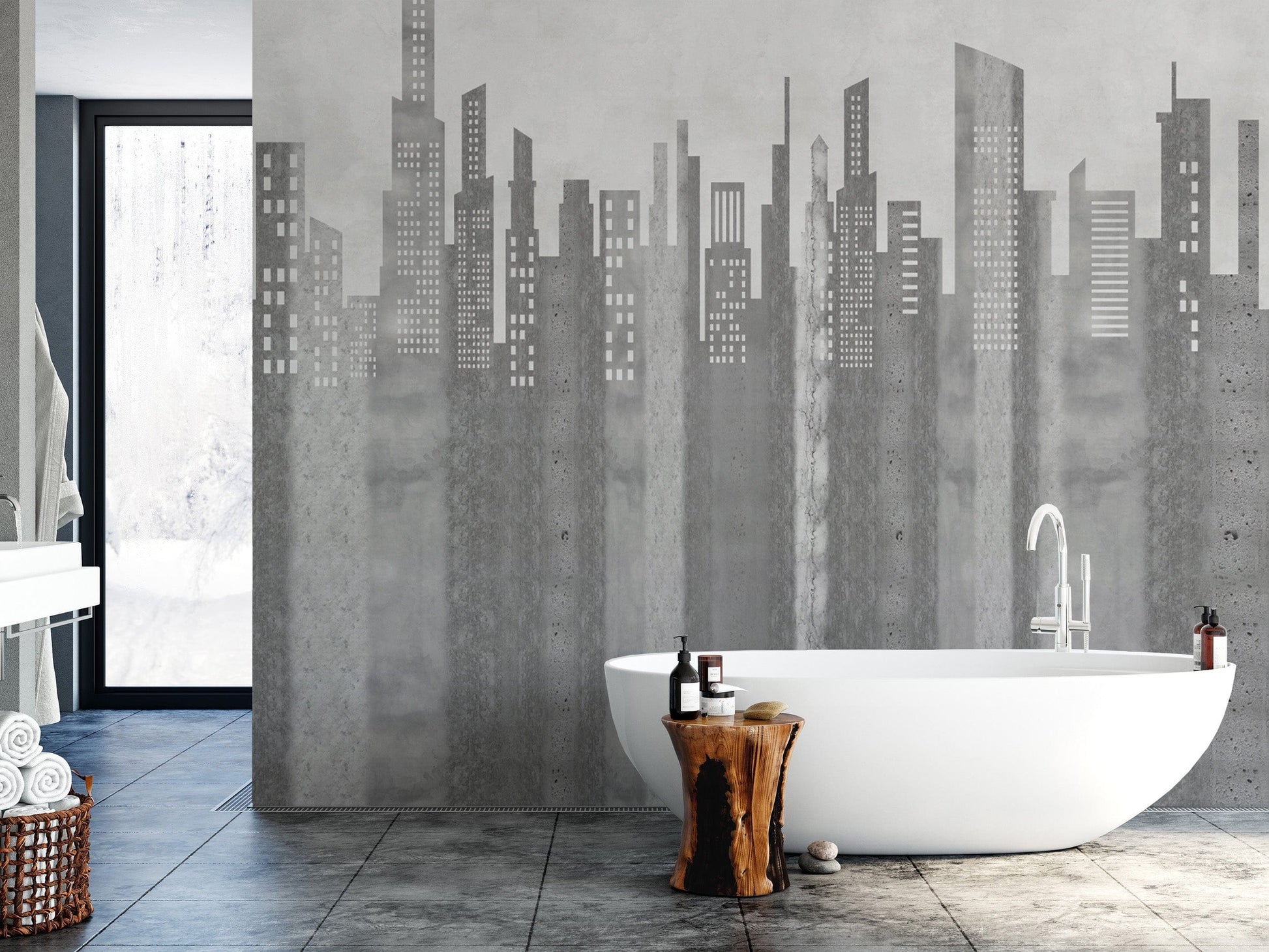 Contemporary grayscale city wallpaper
