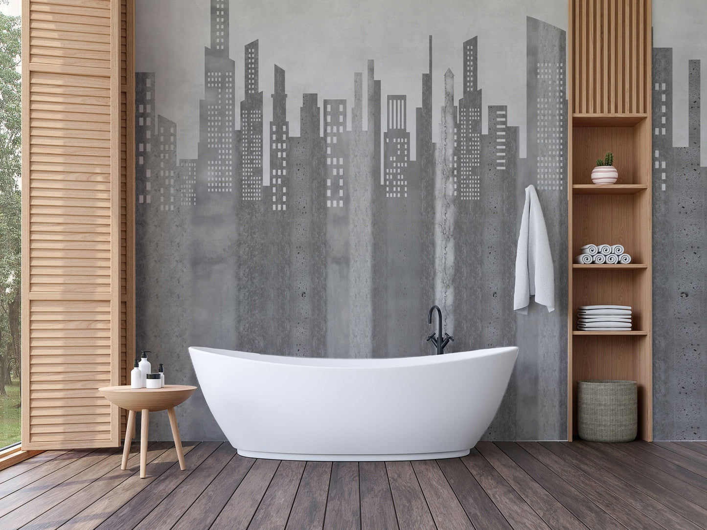 Minimalist urban cityscape wall covering
