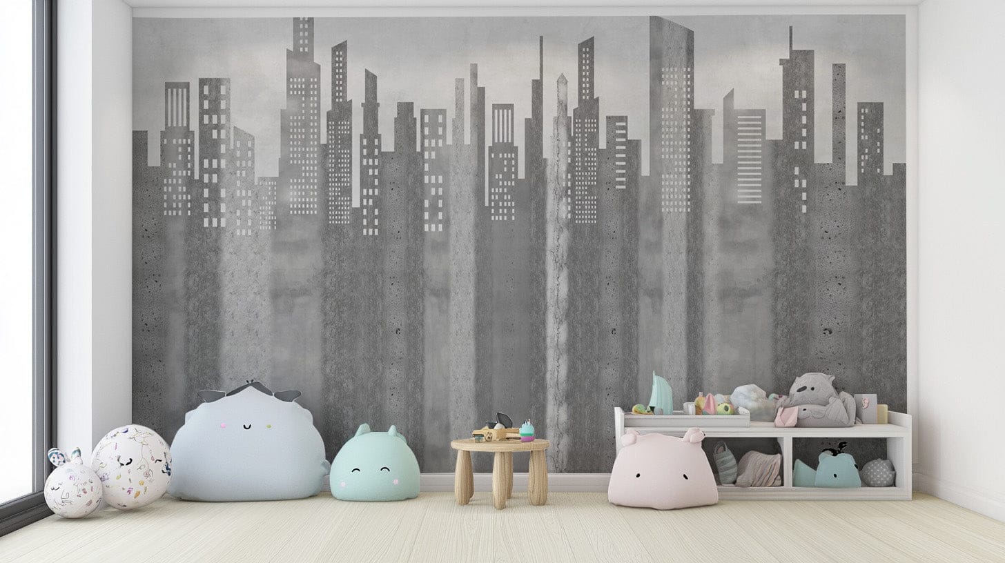 Sleek grayscale city wallpaper design
