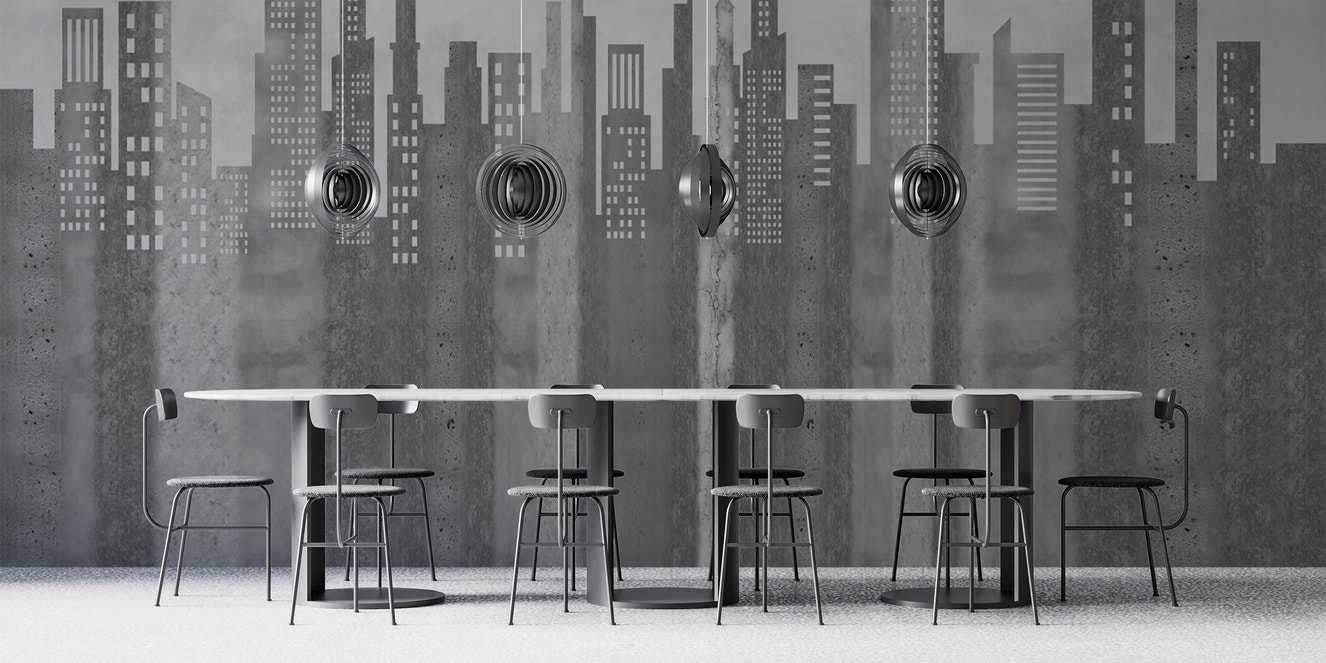 Grayscale urban cityscape wallpaper
