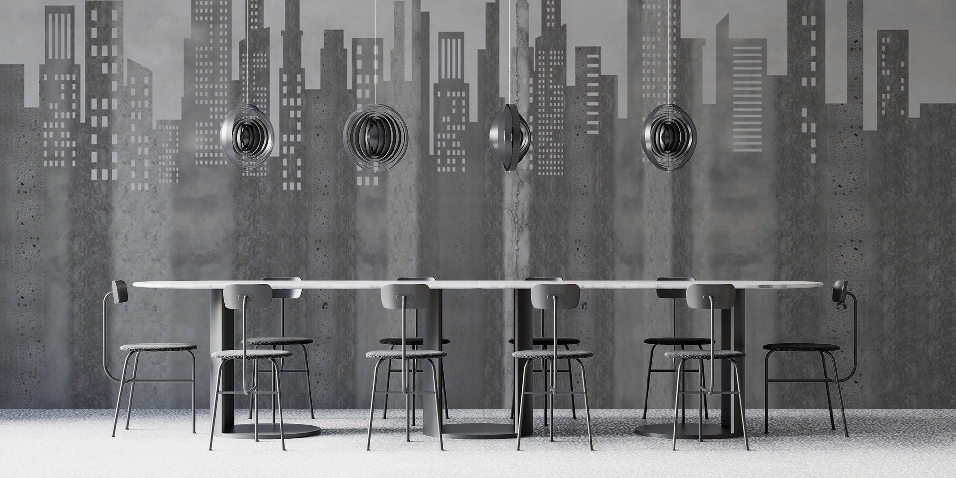 Grayscale urban cityscape wallpaper
