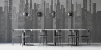Grayscale urban cityscape wallpaper
