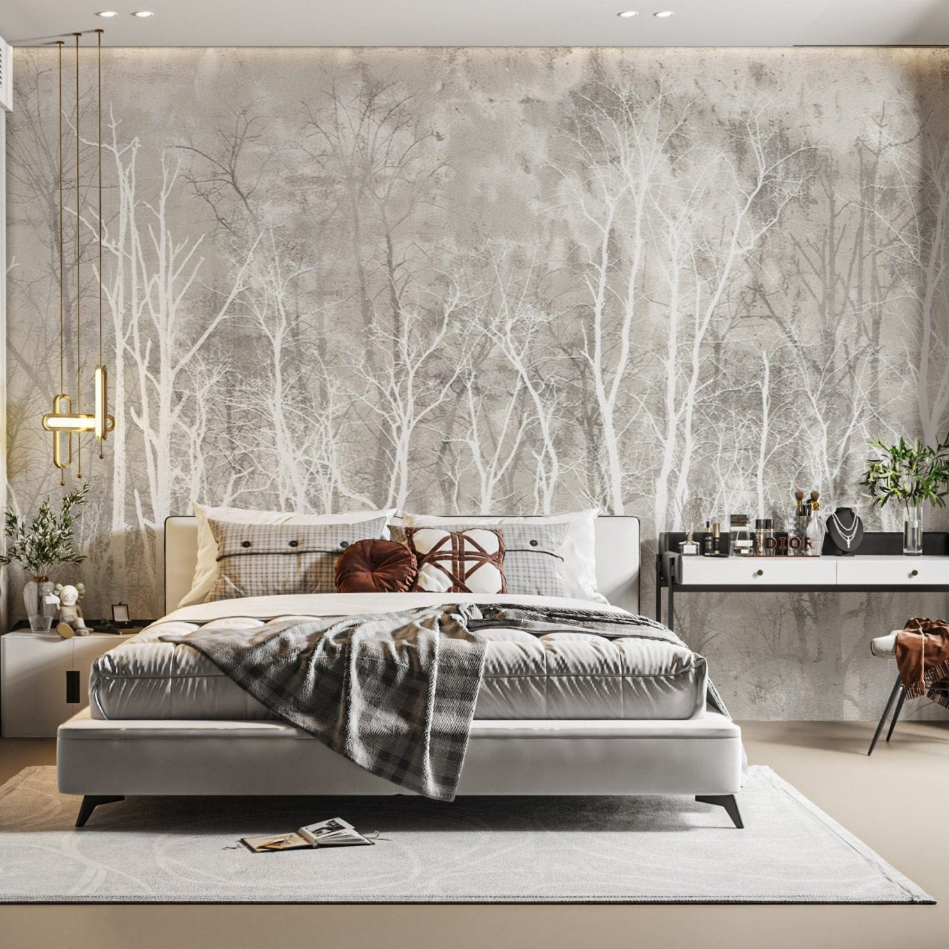 Neutral Toned Woodland Wall Mural
 D117