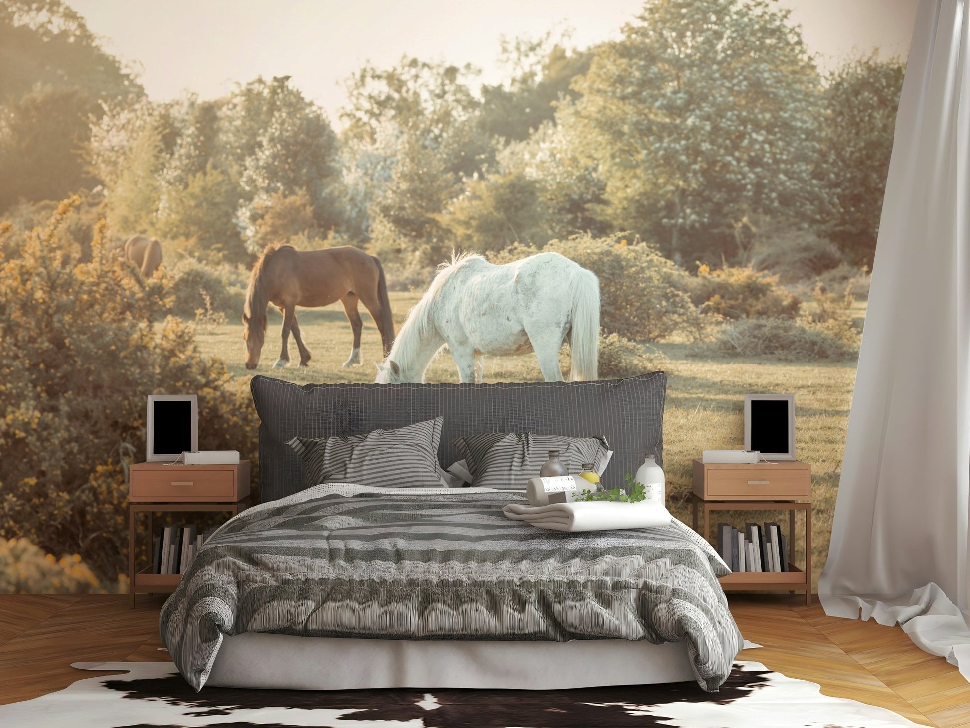 The composition is wide and full of life.

