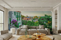 A serene Mediterranean town wall mural for your decor., GD5140