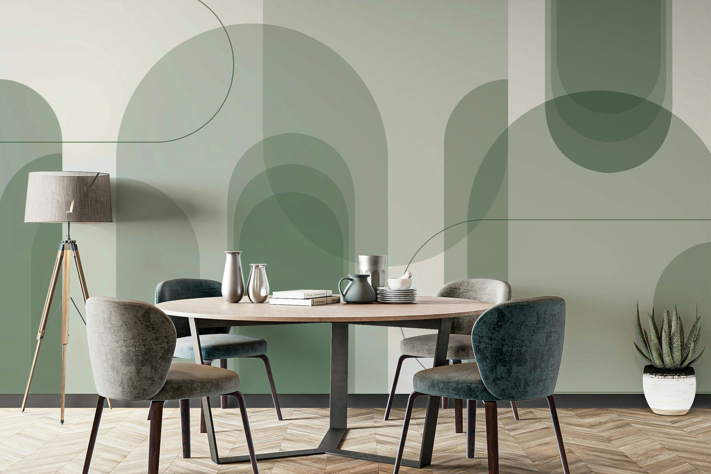 Overlapping arches wallpaper print

