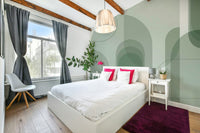 Soft green arch wall background

