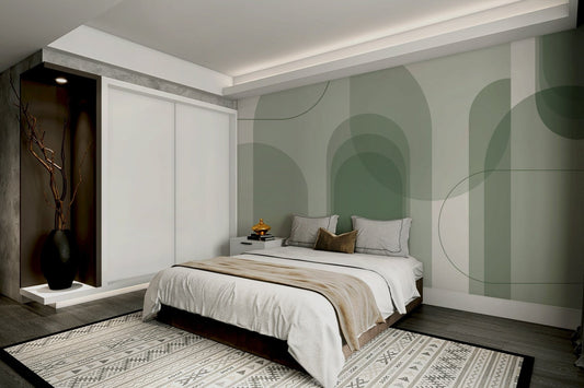 Green arch pattern wallpaper design GD310

