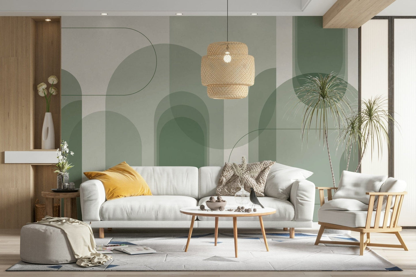 Abstract green arch decor style

