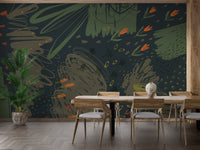 Green Abstract Creative Shapes Wallpaper Mural - Giffywalls