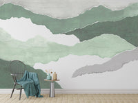 "Nature-inspired green abstract wall design"
