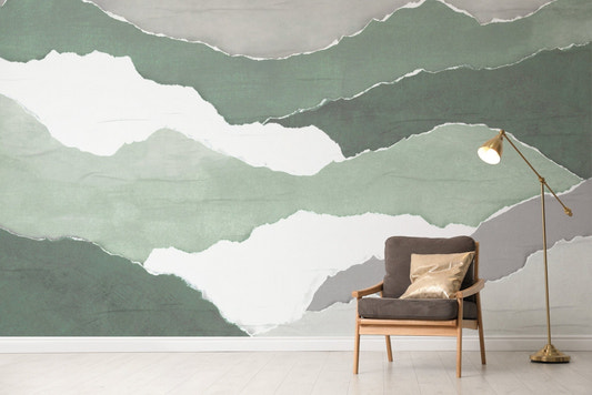 Green abstract wallpaper with torn layers
