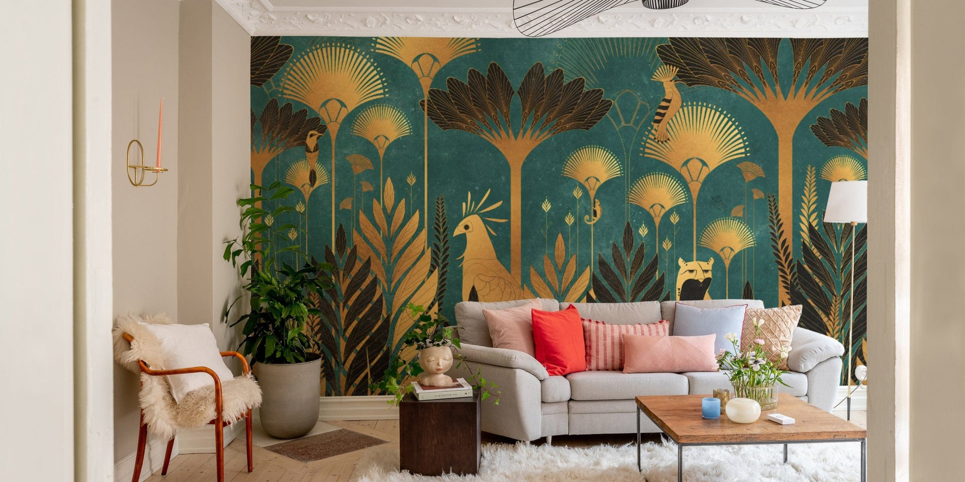 Vintage-Inspired Jungle Theme Wall Mural
