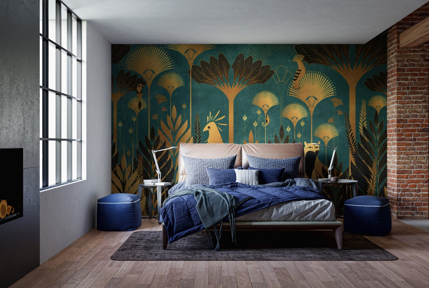 Green Art Deco Jungle Pattern Wallpaper
