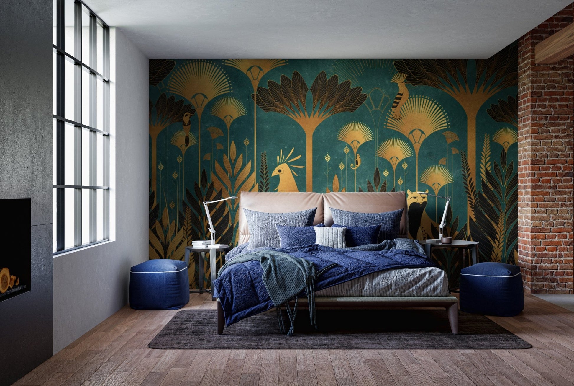Green Art Deco Jungle Pattern Wallpaper
