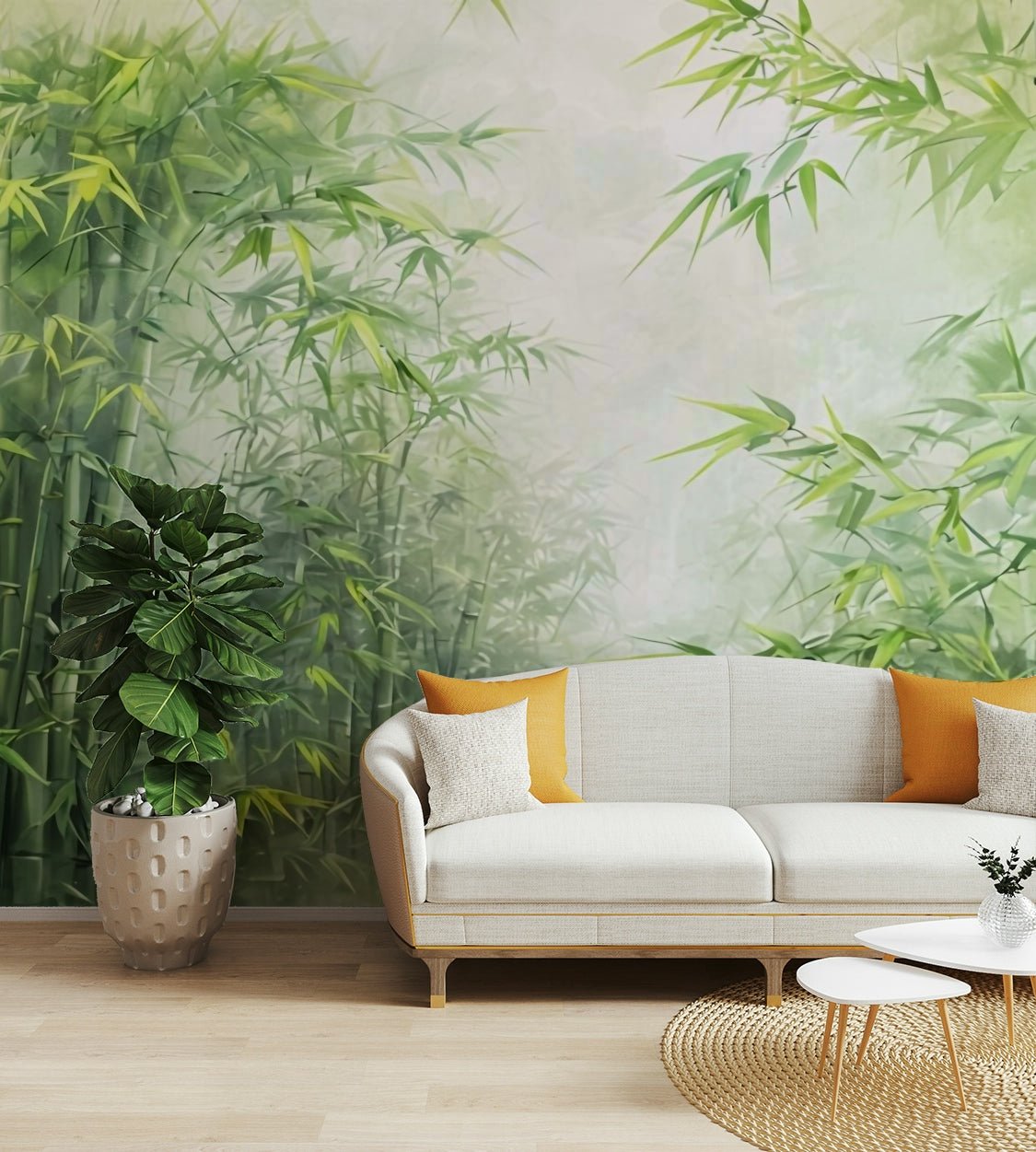 The ground is covered in moss or soft earth.
