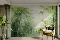 Sunlight is filtering through the leaves and branches, creating dappled light.
