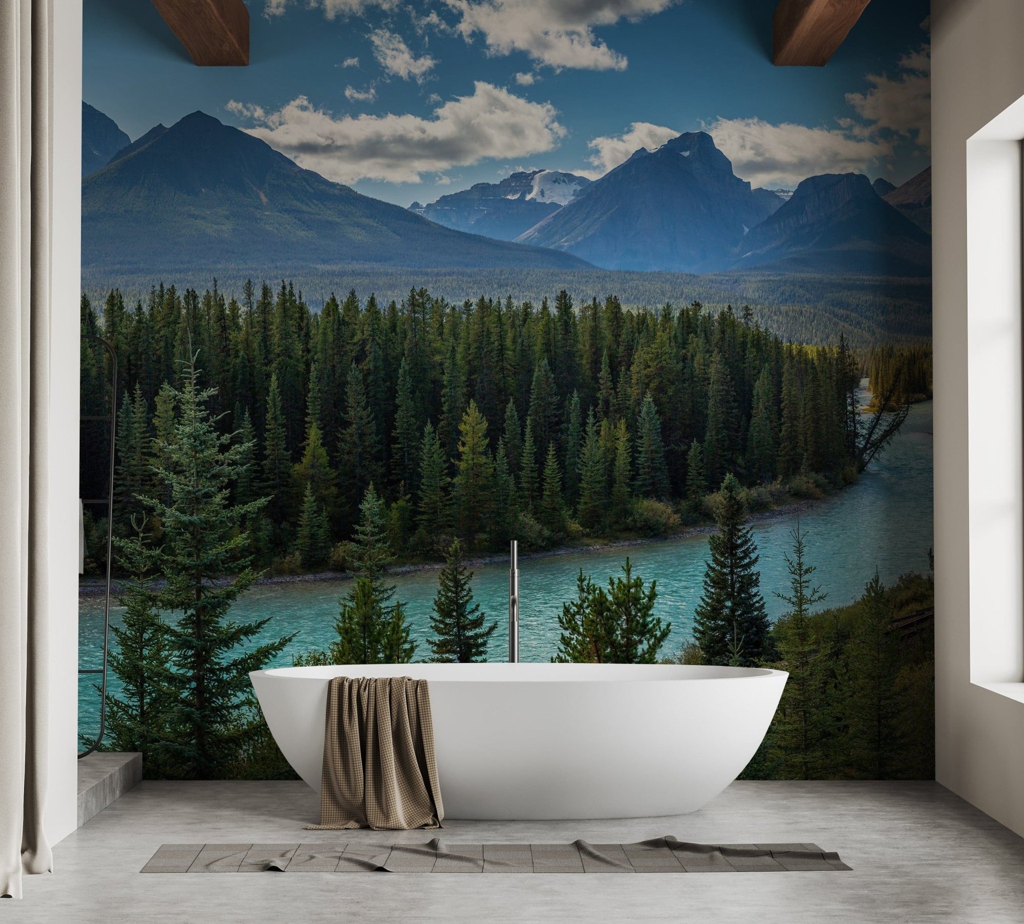 Scenic mountain and river wallpaper mural A210
