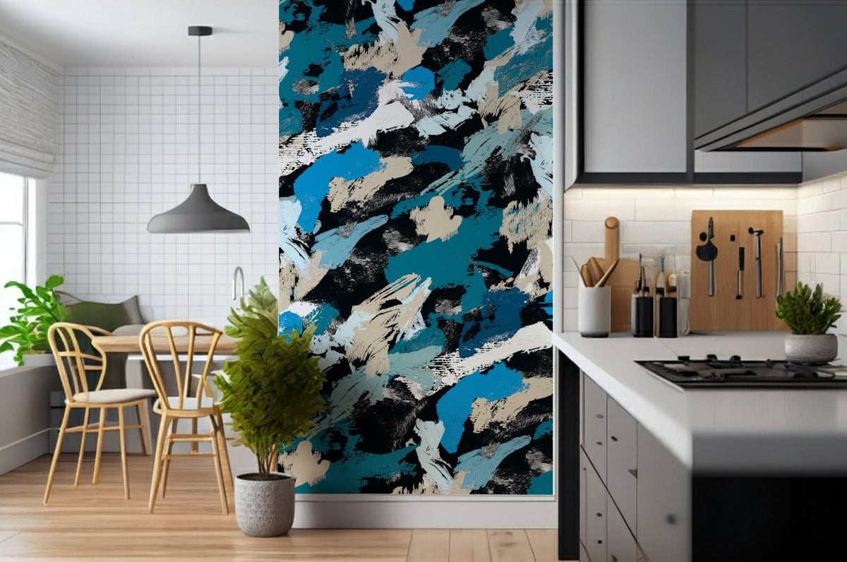 Abstract Green blue nocturne Wall Mural artistic strokes GD5372