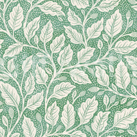 Green and cream leaf pattern wallpaper design

