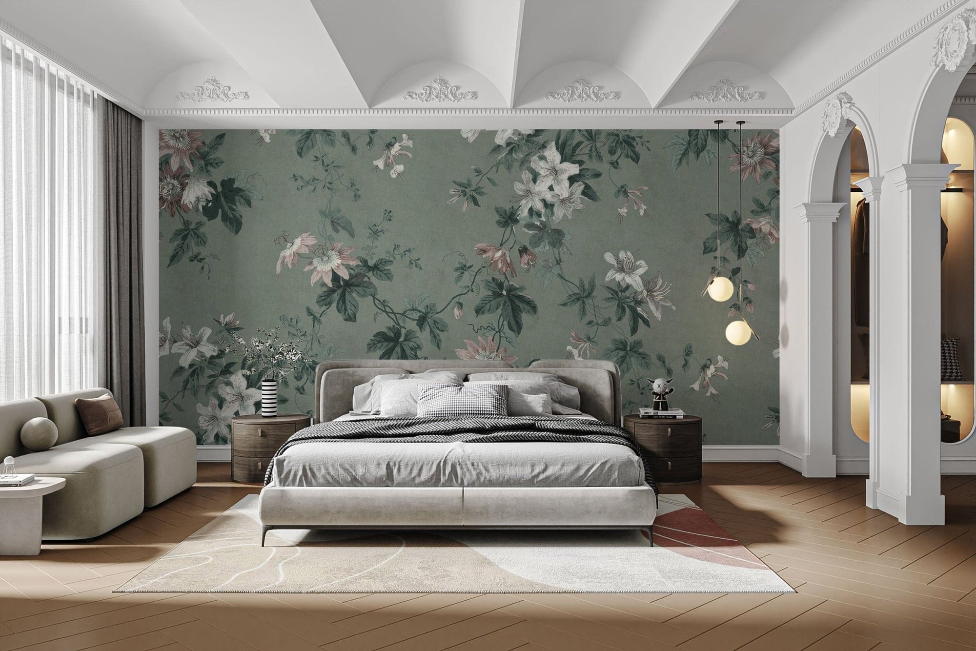 Green Chinoiserie Wallpaper Mural C489