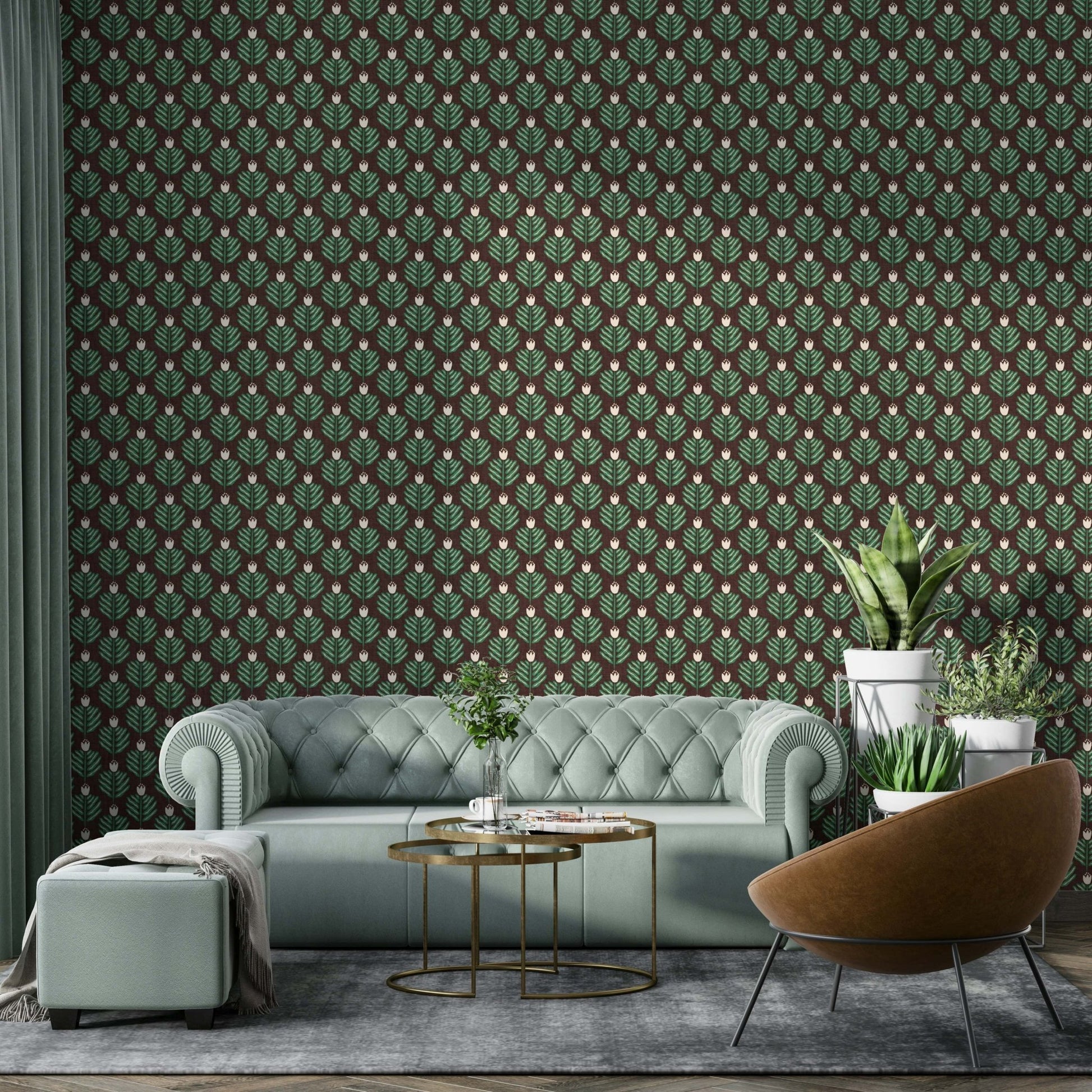 Bold plant motifs with jewel accents detail
 GD489
