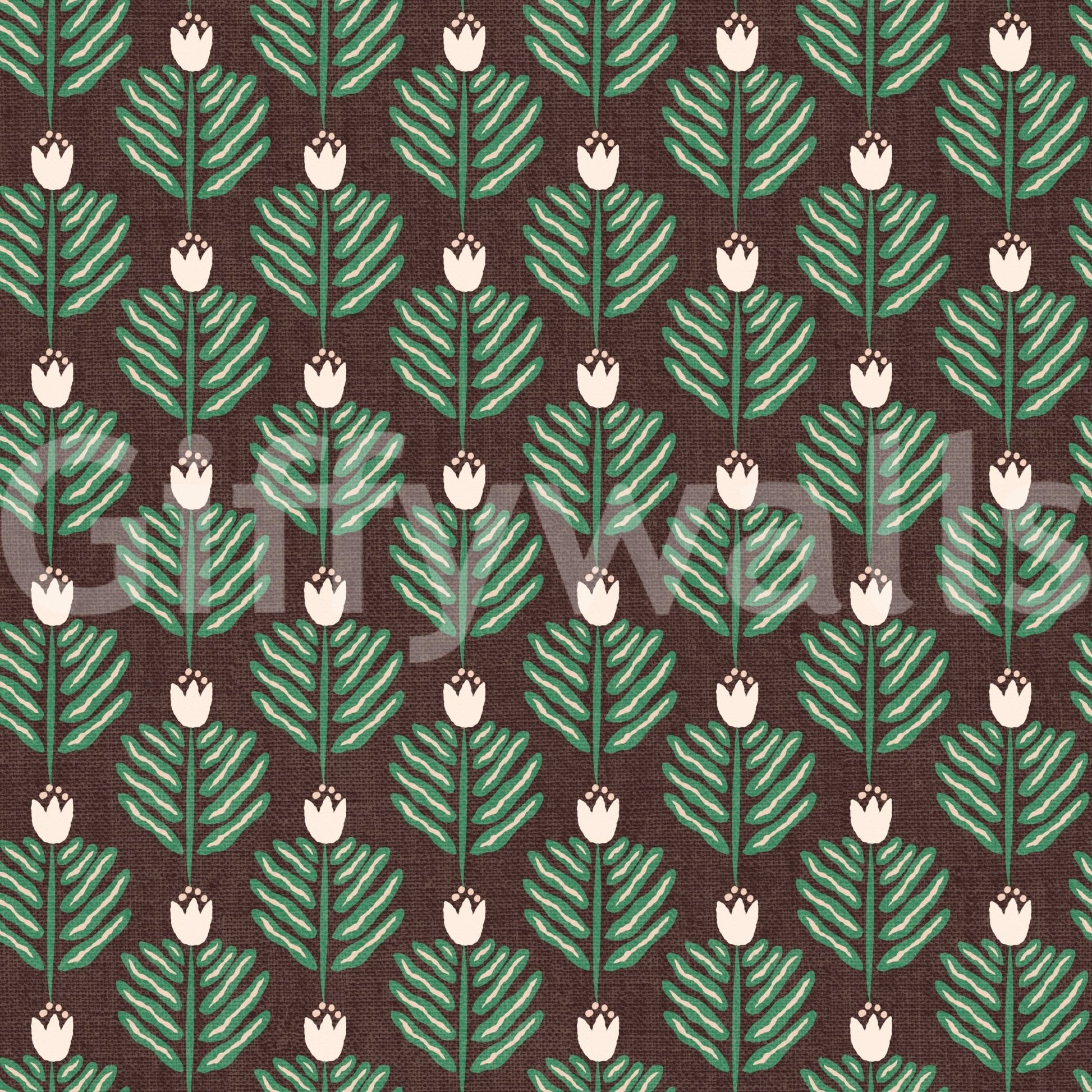 Elegant jungle wallpaper with chunky plant motifs GD489

