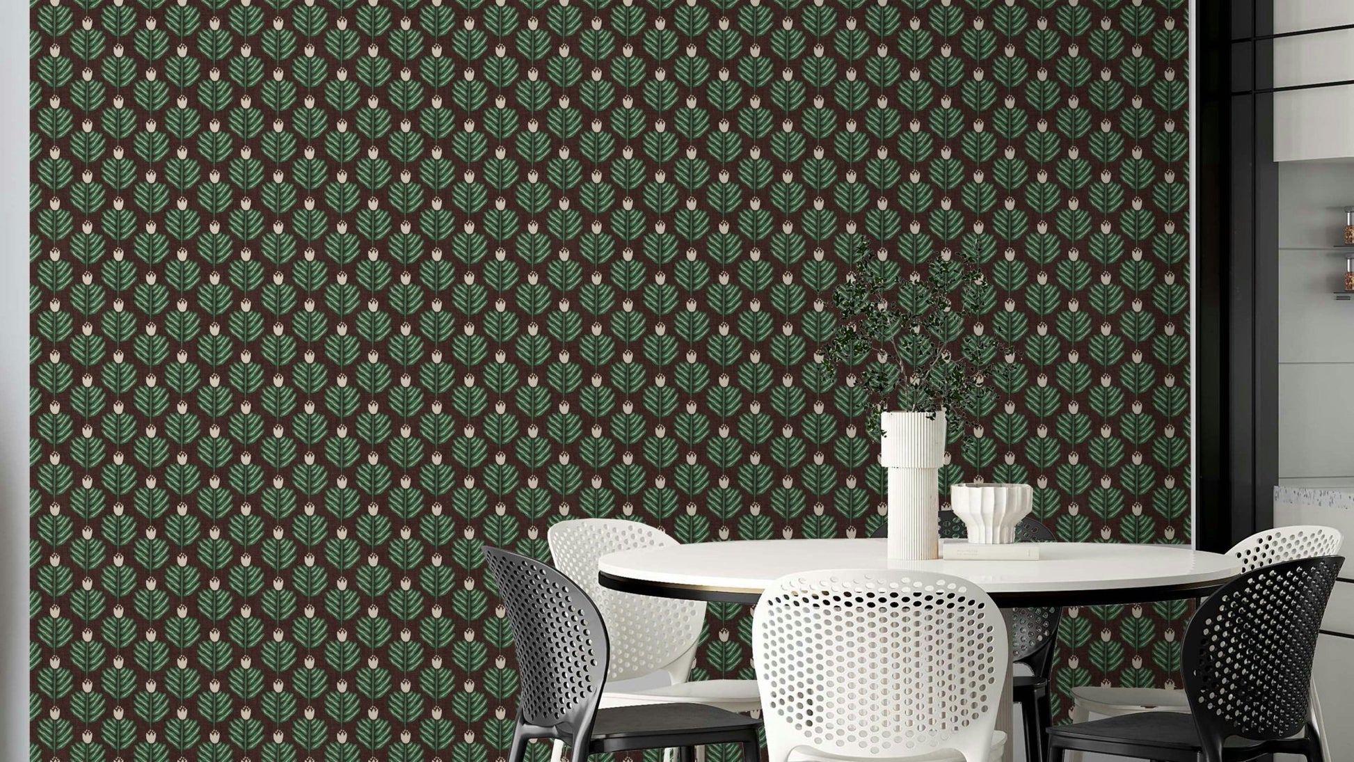 Green Chunky Plant Jewel Jungle Wallpaper full view GD489

