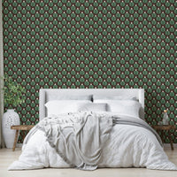 Close-up of chunky green plant and jewel pattern wallpaper GD489

