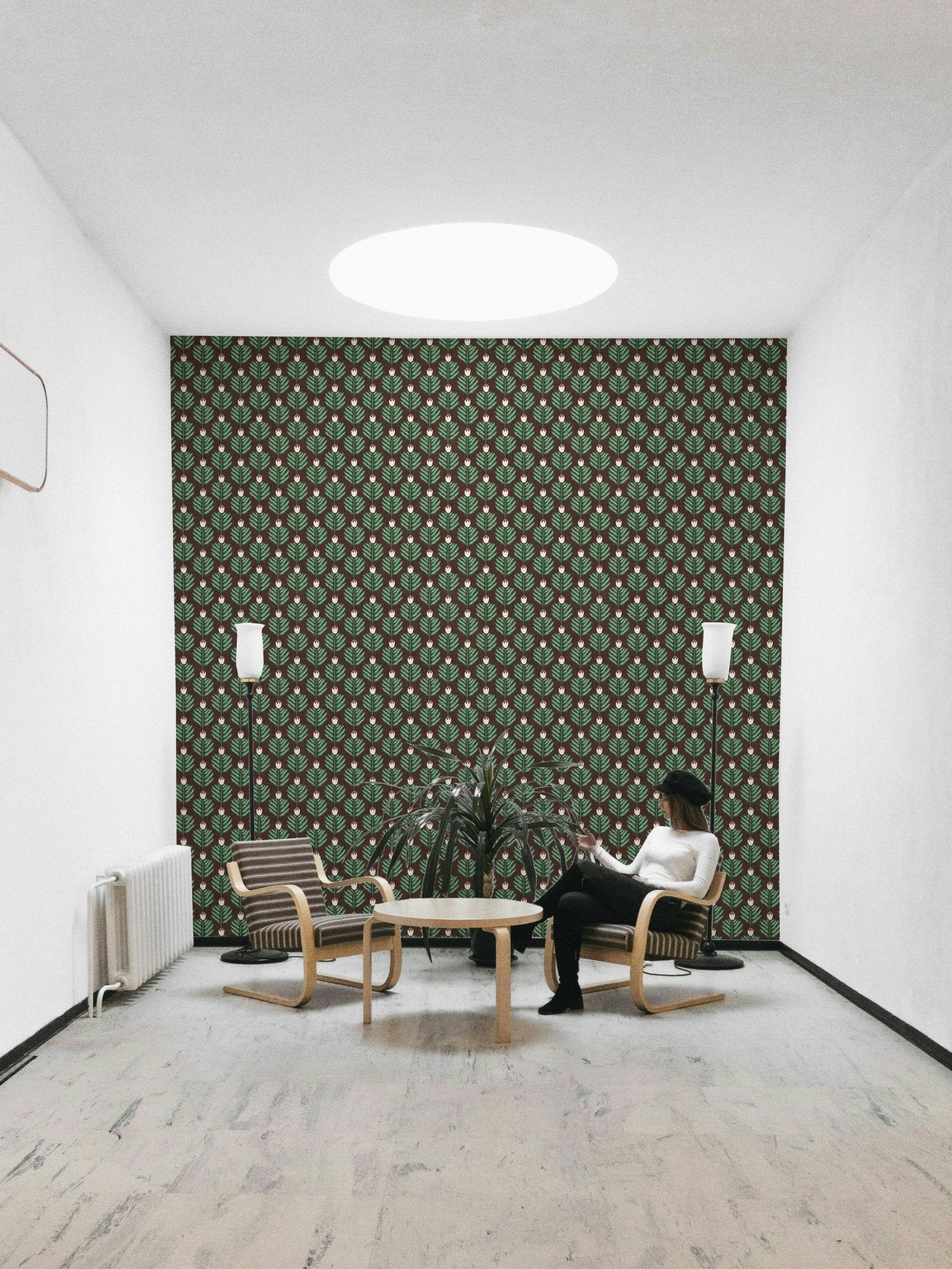 Living room wall with chunky plant wallpaper GD489

