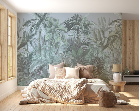Green tropical leaf forest wallpaper mural A670
