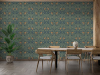 Green flower retro wallpaper design
