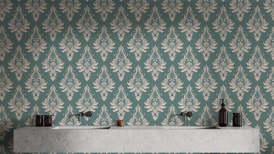 Self-Adhesive Green Damask Wallpaper Design damask-15