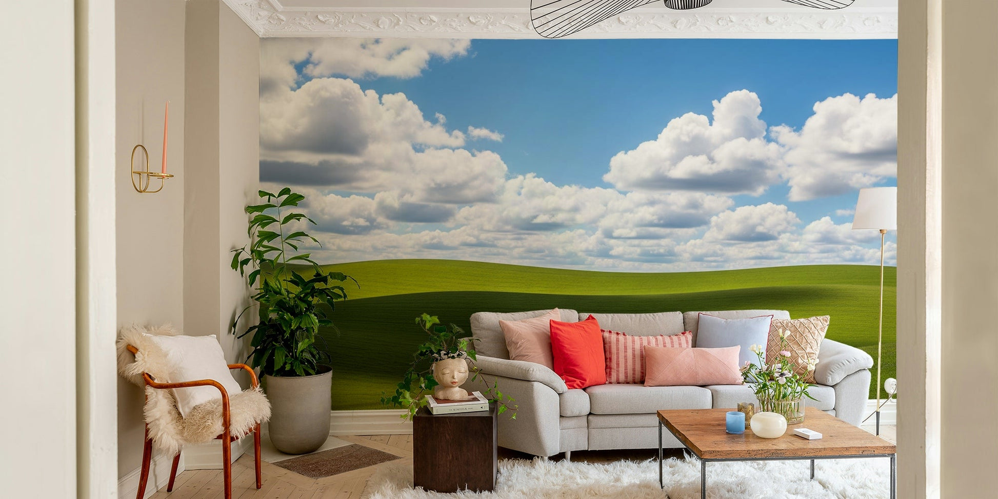 An artistic nature inspired mural for home decor.

