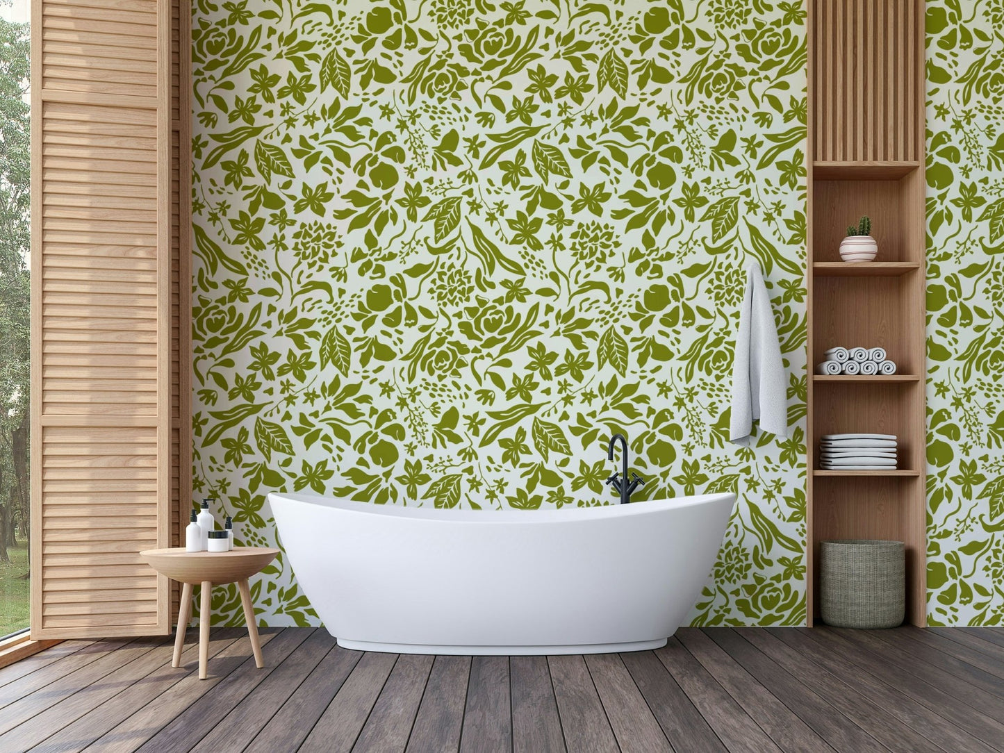 Wallpaper with a simple line art flower design

