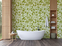 Wallpaper with a simple line art flower design

